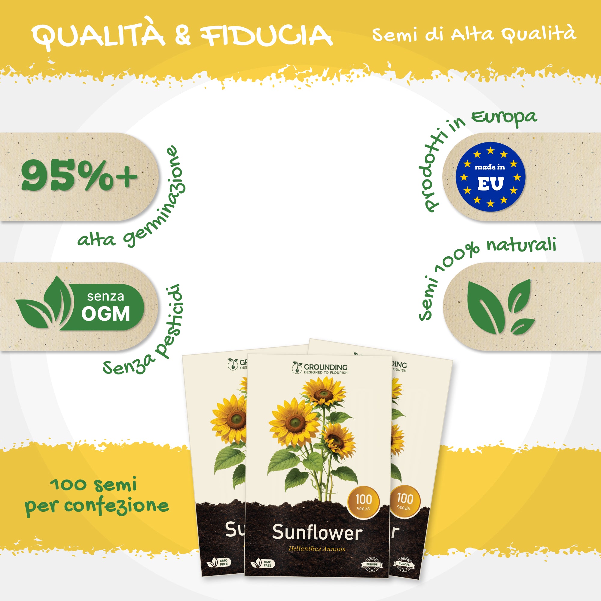 GIRASOLE NANO Giallo dorato, 100 semi, altezza 40–60 cm