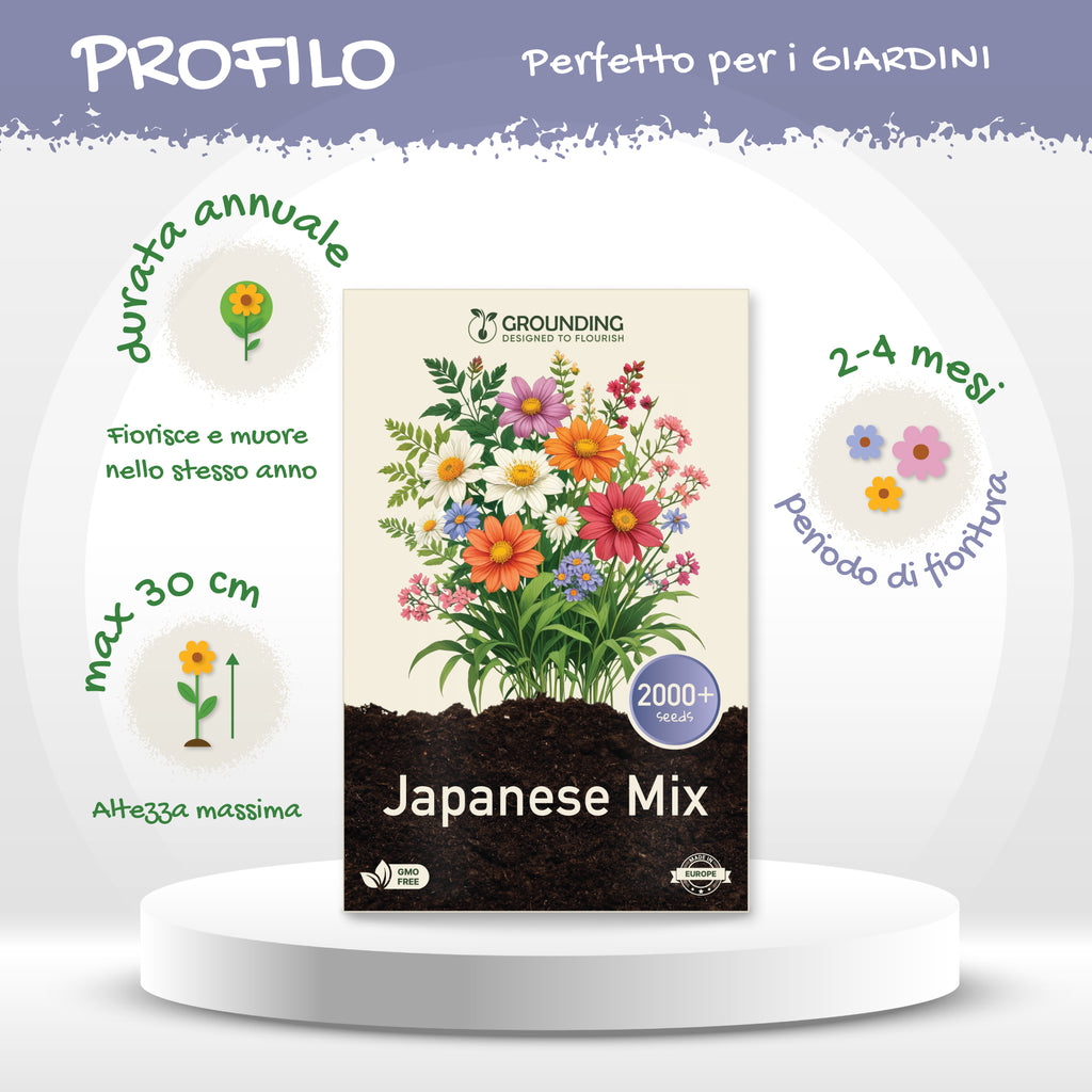 MIX PRATO FIORITO GIAPPONESE, 2000+ semi, altezza max 30cm