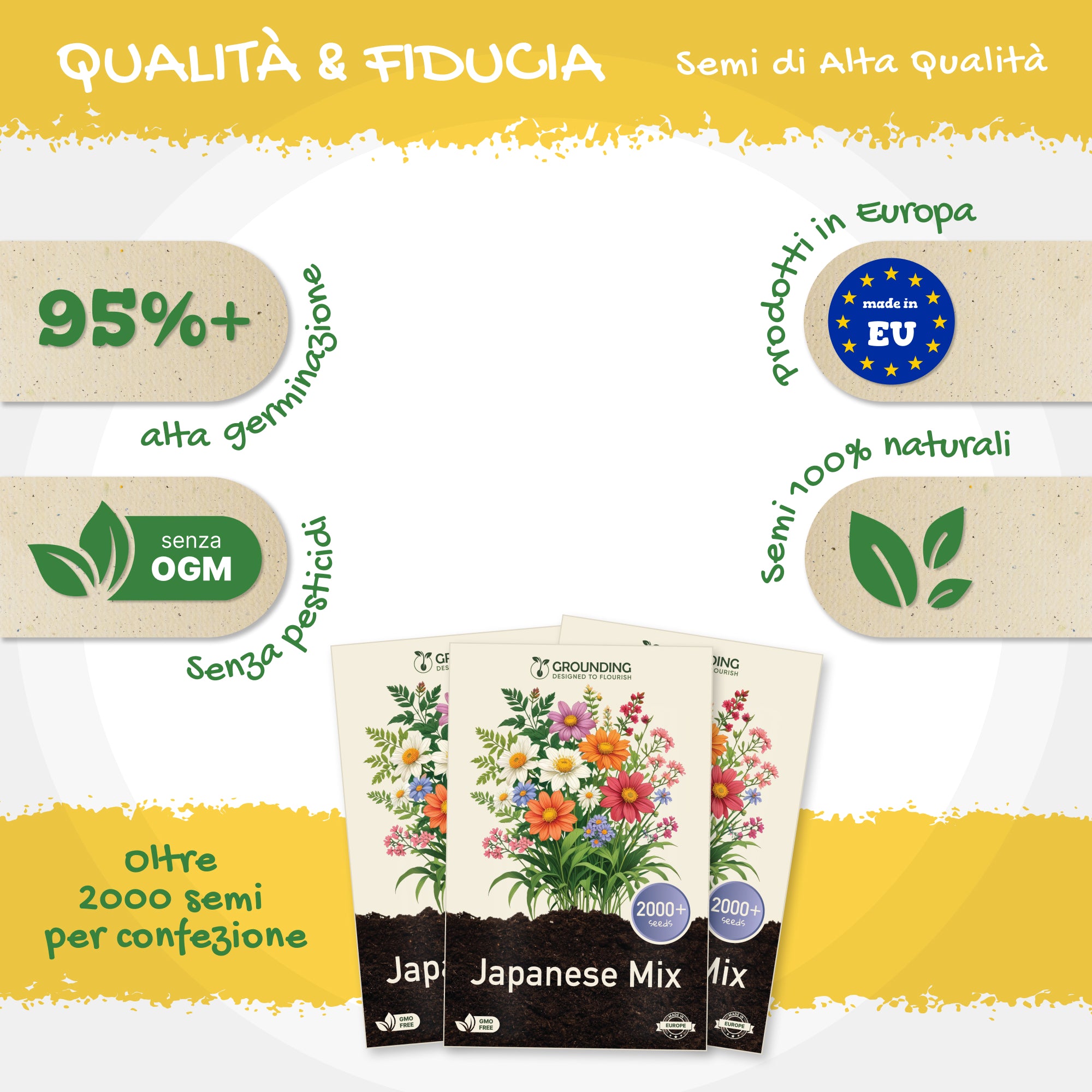 MIX PRATO FIORITO GIAPPONESE, 2000+ semi, altezza max 30cm